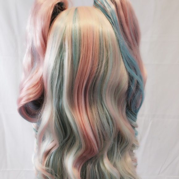 New pastel long pigtail wig curly cosplay anime main image 2